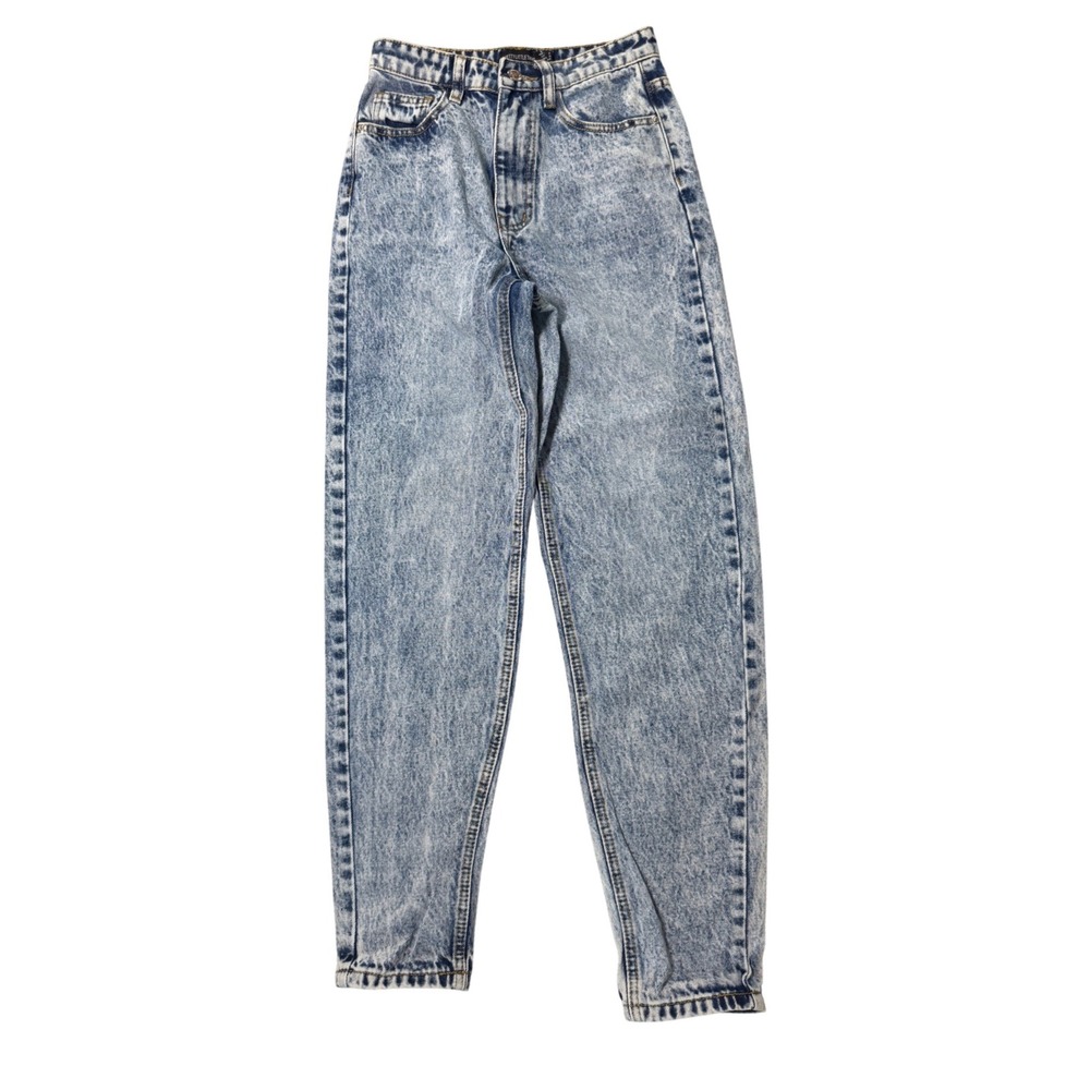 80s Style High Waisted Butter Mom Denim Jeans Acid Wash Tapered Leg US 0
